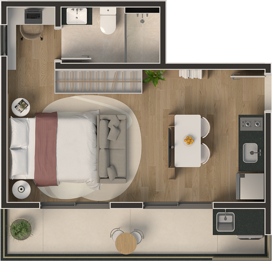 Planta Studio Tipo 201-501