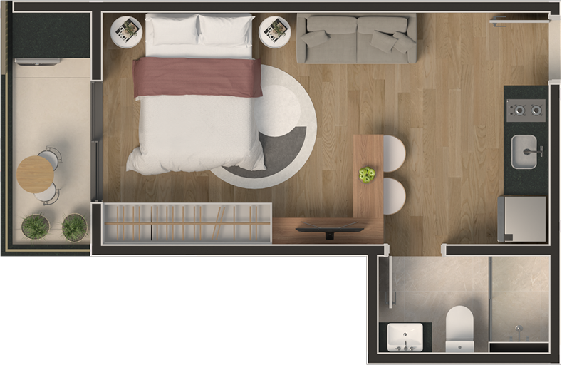 Planta Studio Tipo 202-502