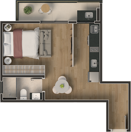 Planta Studio Tipo 204-504