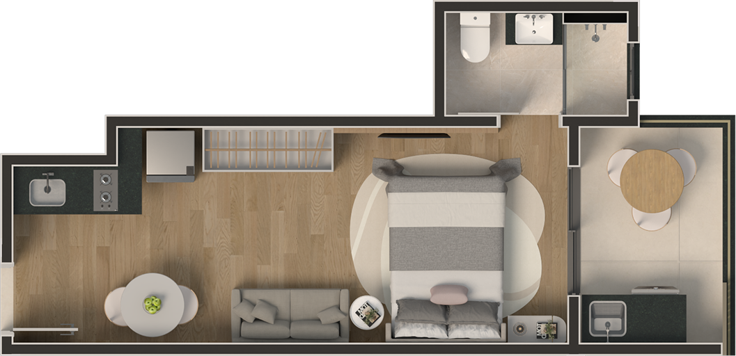 Planta Studio Tipo 207-606
