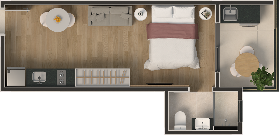 Planta Studio Tipo 208-508